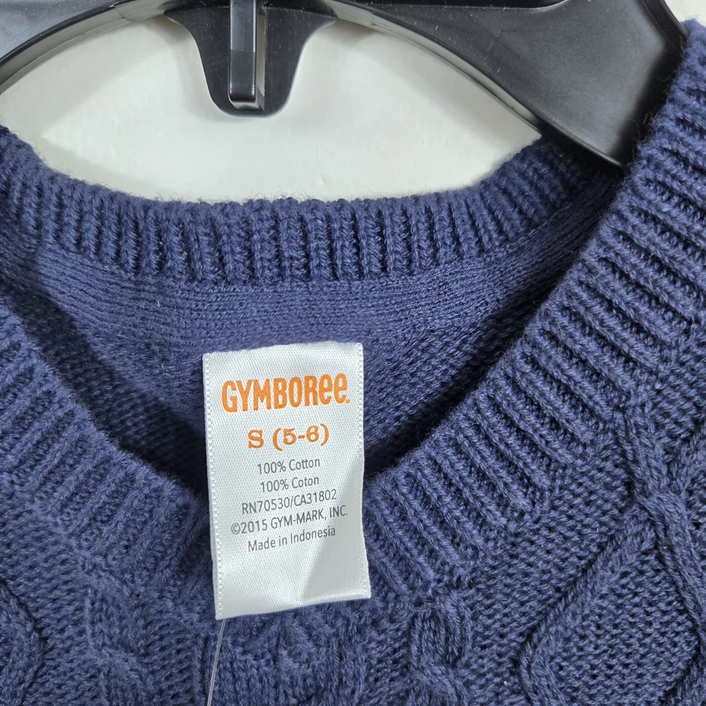 Gymboree Boys Navy‎ Classic Cable Knit Sleeveless Preppy Sweater Vest Small NEW